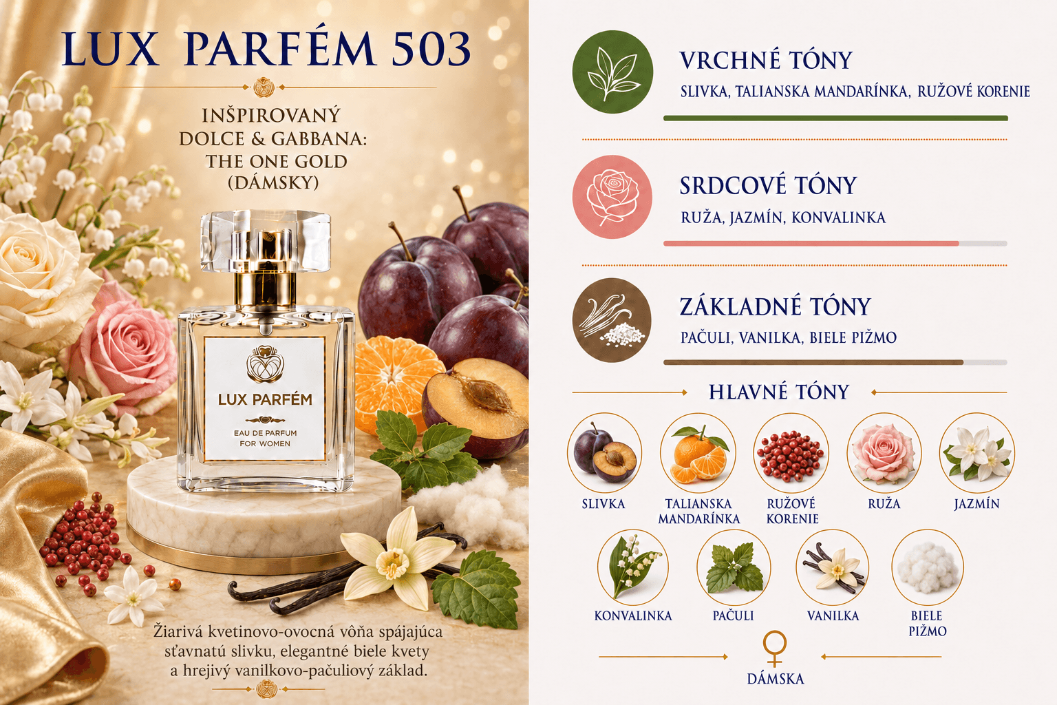 Lux Parfém 503 – Inšpirovaný Dolce & Gabbana: The One Gold